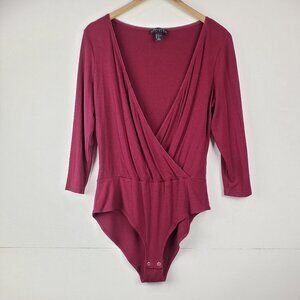 Forever21 Plus Burgundy Ribbed Bodysuit Size 1X